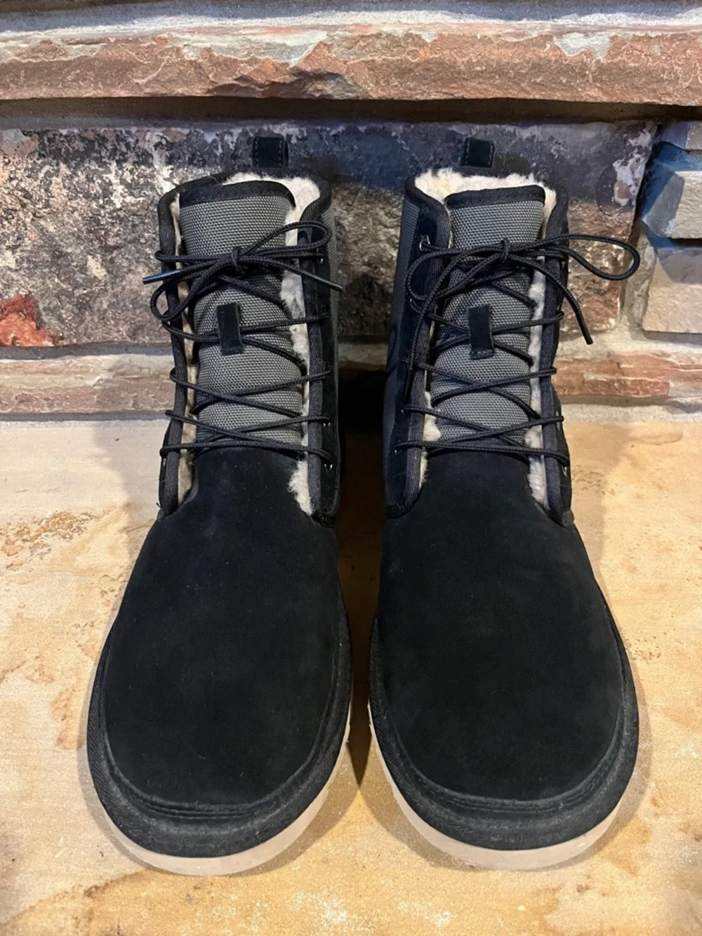 UGG Harkley Black Suede Sherpa-Lined Winter Boots